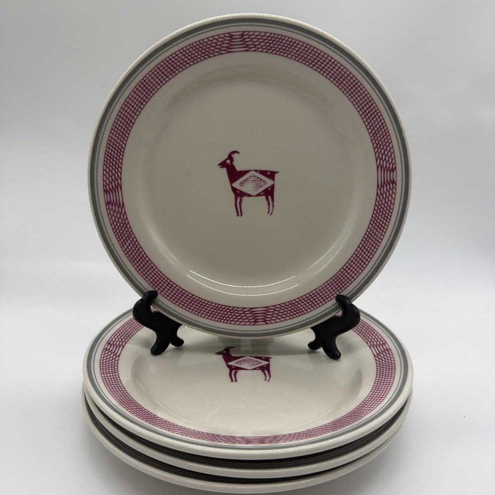 Pipestone Mimbreno Ancient Indian 8" SALAD PLATE(S) Santa Fe RR Set Of 4